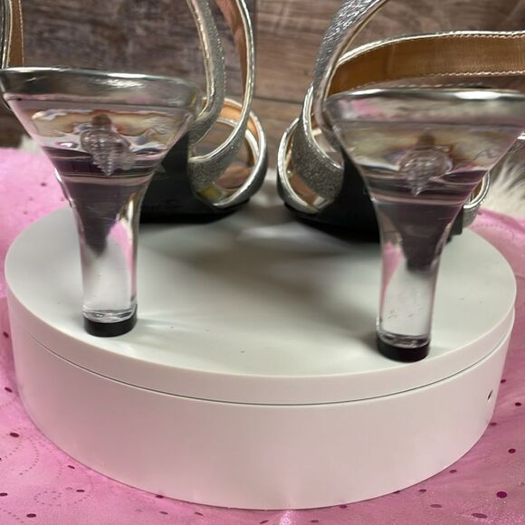 Mootsies Tootsies Strappy Silver Glitter Dress Clear Heel Sz 61/2 NWOT Old Stock - Picture 8 of 17